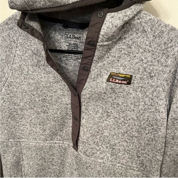 LL Bean Sweater Fleece Pullover Snap Button Hoodie XS - Picture 3 of 5